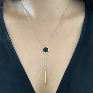 Modern Gold/Black Pendant Necklace & Earrings Set